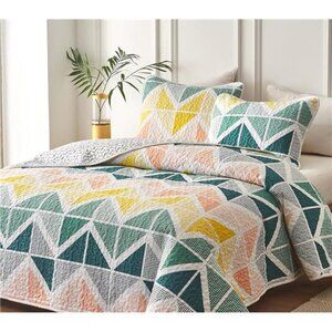 Quilt Set for Summer 3 Piece Reversible Colorful Quilt Set King Size